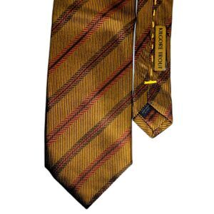 VTG Arte by Altea Milan Gold Herringbone Stripe Silk Necktie Made in Italy 90s